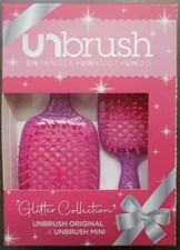 UNBRUSH GLITTER COLLECTION 2 PIECE SET ORIGINAL & MINI BRUSH UNTANGLE PINK NEW