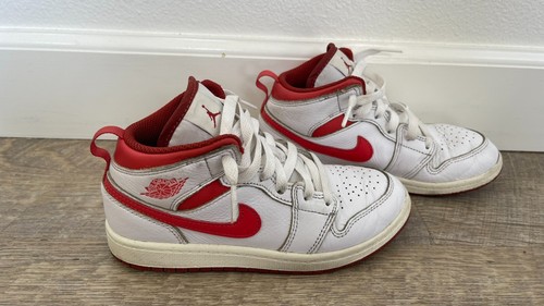 Nike Air Jordan 1 Mid SE PS Sz 1.5Y White/Lobster/Dune Red/Sail FJ3464-160 Shoes - Picture 4 of 9