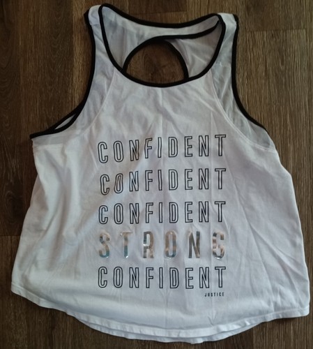Justice atheltic confident strong white black silver Tank Top 18 plus shirt