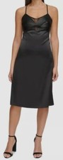 Guess Women's Black Lace-Trim Sleeveless Slip Dress Size 6
