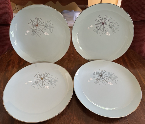 Franziskaner Silber Kiefer SPEISETELLER 4er Set Art Deco Look MCM neuwertig nie benutzt