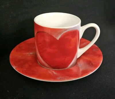 Konitz demitasse espresso cup and saucer with Hearts, Konitz Valentine's Day mug