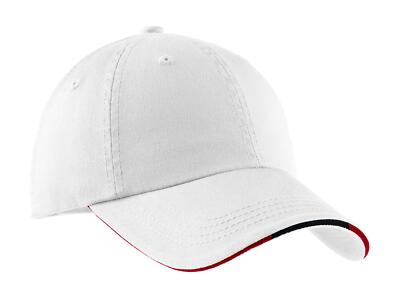 Port Authority C830 100% Cotton Sandwich With Striped Closure Bill Cap