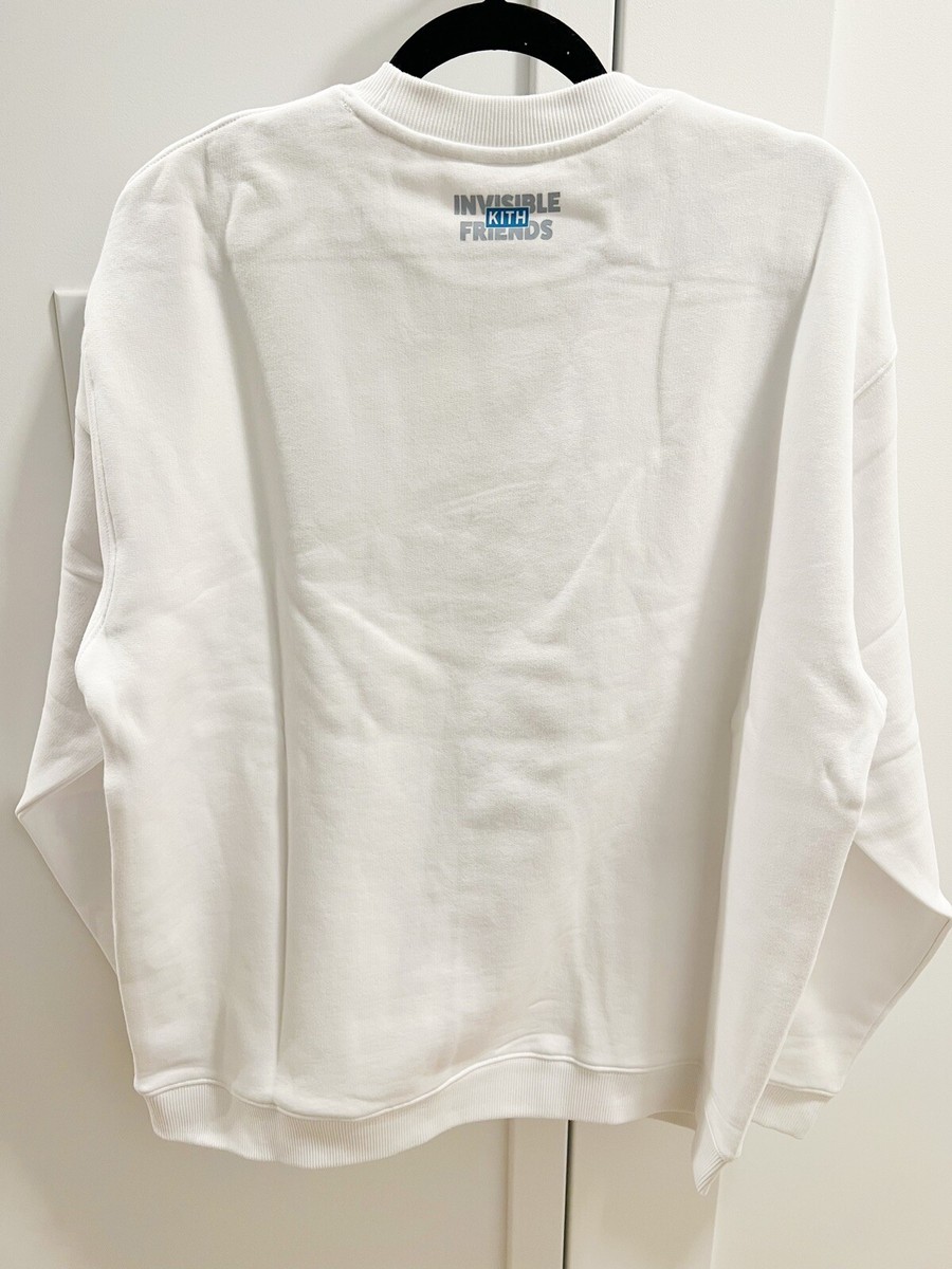 KITH x Invisible Friends M - Crewneck Sweater, White In Hand | eBay