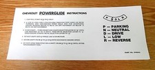 1957 CHEVY 2 SUN VISOR INSTRUCTION SLEEVES POWERGLIDE TRANSMISSION * USA MADE *