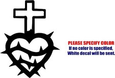Vinyl Decal Sticker - Heart of Thorns with Cross Car Truck Bumper Window Fun 7"