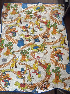 Vintage McDonalds Twin Quilt Comforter Blanket Grimace Hamburglar