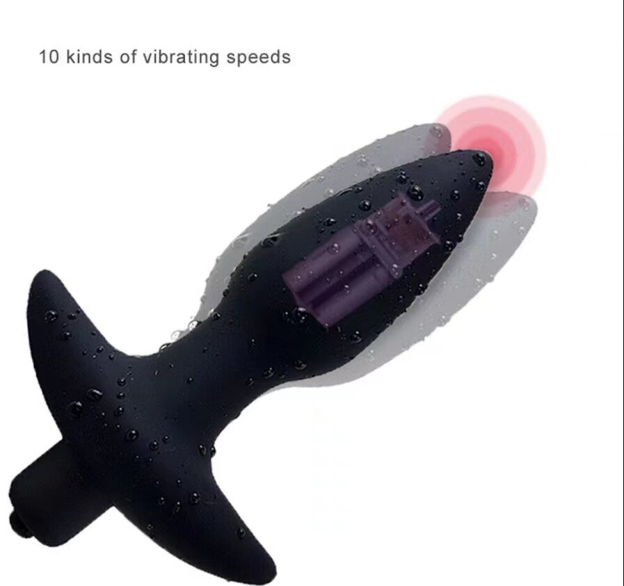 NEW 10 SPEED VIBRATOR VIBRATING SILICONE ANAL BUTT PLUG SEX TOY COUPLE  WOMEN