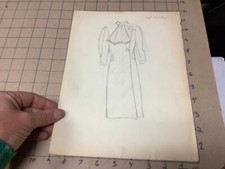original ART circa 1930s-40's Drawing: - ) 1936 DRESSES double sided