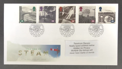 GB 1994 FDC THE AGE OF STEAM WITH BUREAU PMK - FREE UK P&P!