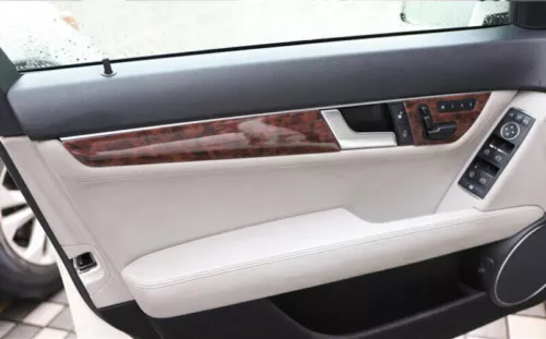 4X Agate Wood Grain Inner Door Strip Panel Decor Trim For Benz C-Class 2008-2014 - Picture 2 of 4