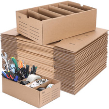30 Sets Cardboard Parts Bins Boxes Kraft Cardboard Storage Bins with Dividers fo
