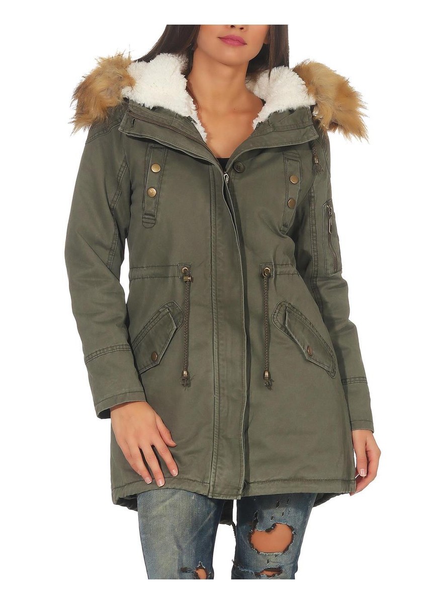 Marikoo Damen Parka Oliv Parka Marikoo Wintermantel Olive Marikoo