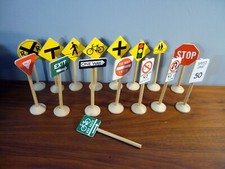16 Vintage Thomas Train BRIO Wooden Railway Traffic Cars Accessories Road Sign