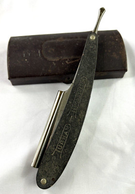 Valet Gold Tone Auto-Strop Razor Shaver In Box Case And Durham Straight Razor