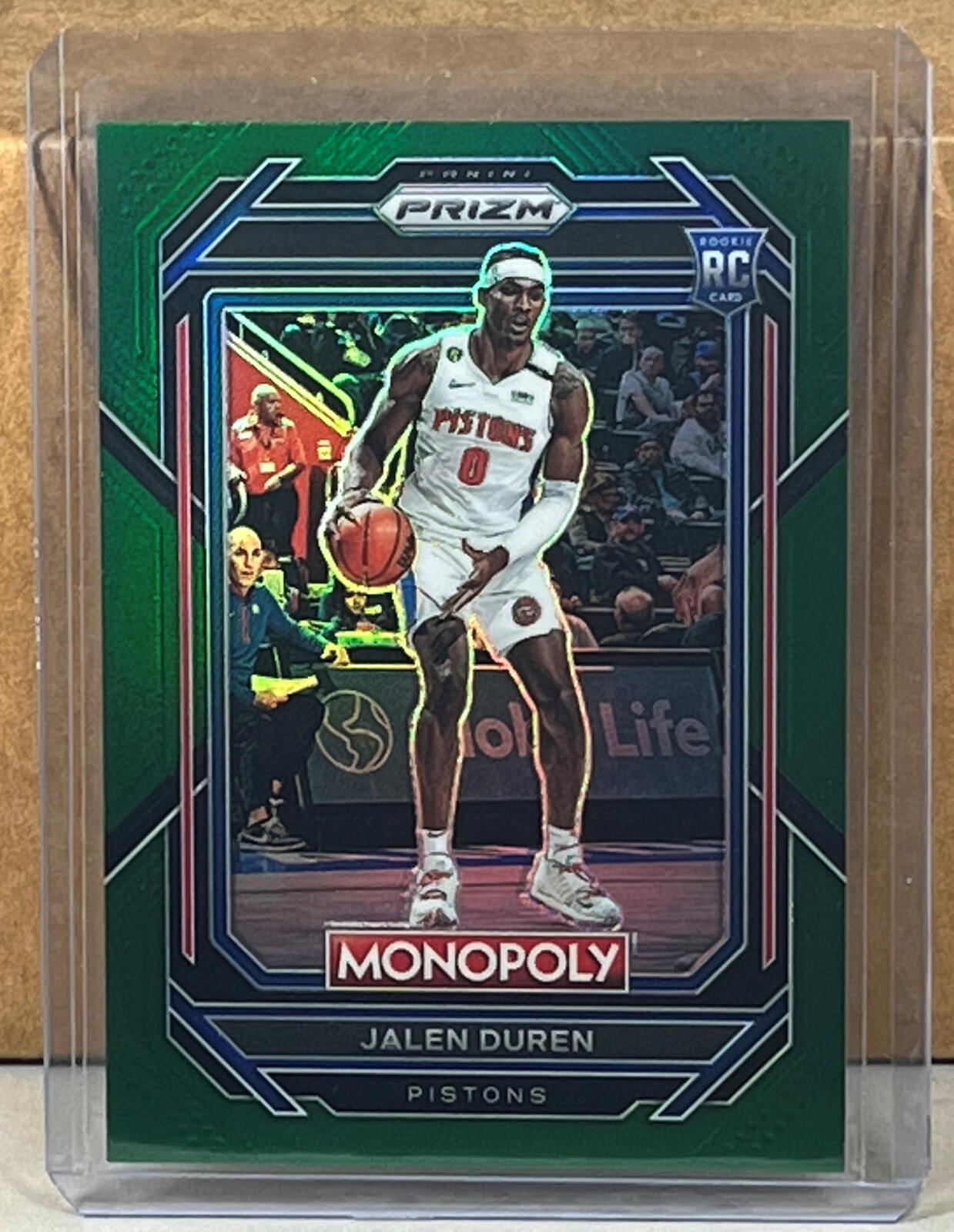 2022-23 PANINI PRIZM MONOPOLY #27 JALEN DUREN PISTONS ROOKIE GREEN PRIZM 19/24
