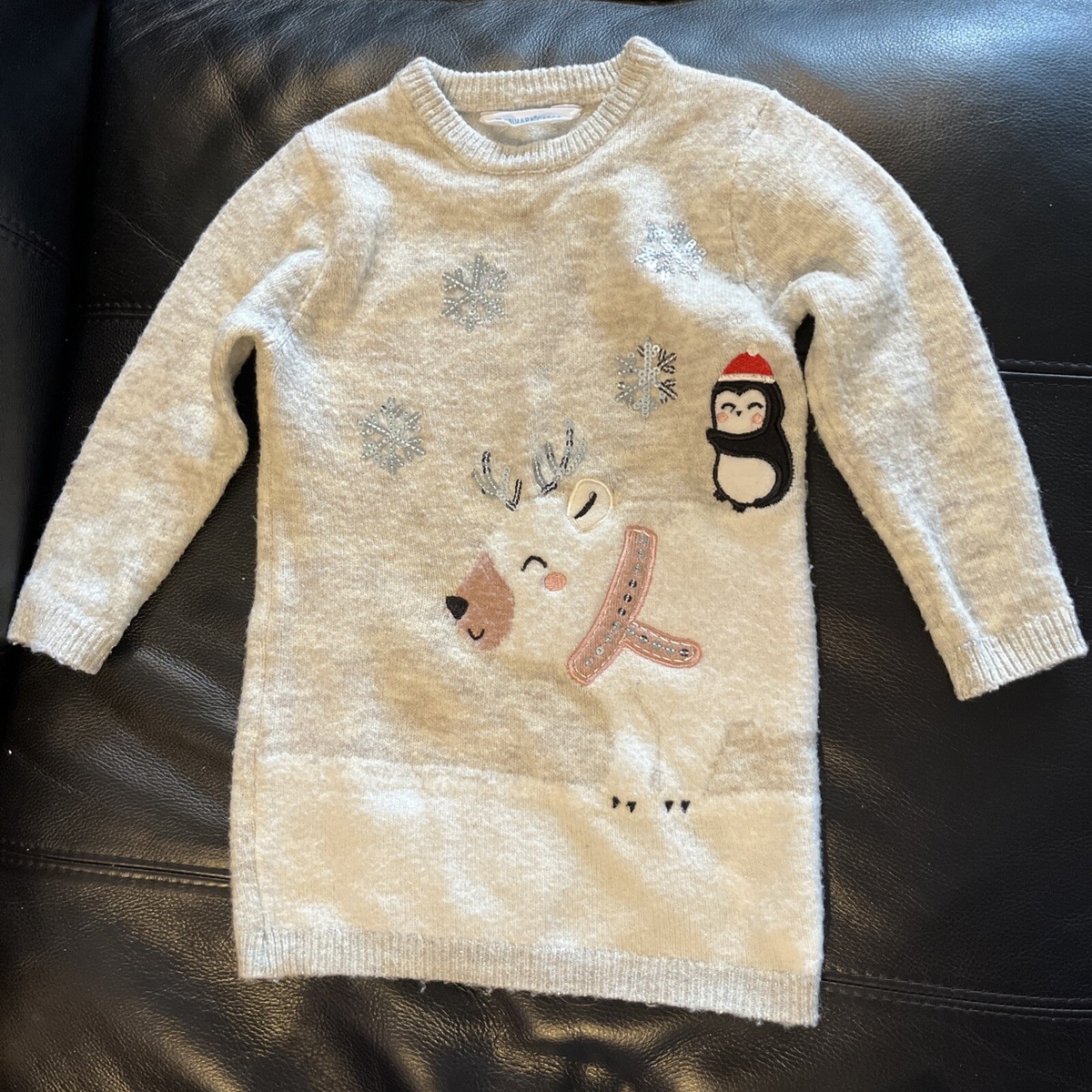 Kids Primark Christmas Jumper Dress age 1-1/2 To Years (92cm