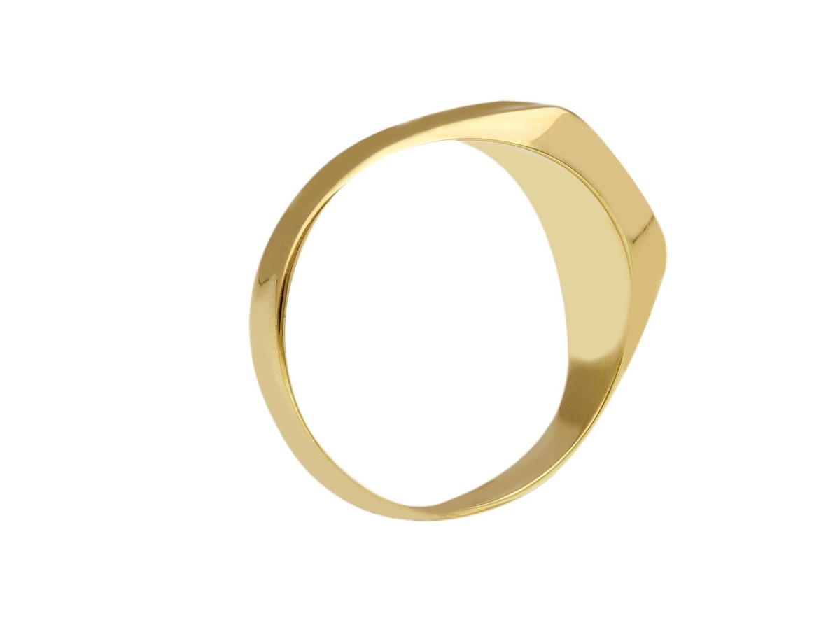 18k yellow gold band signet man chevalier ring, 7mm striped