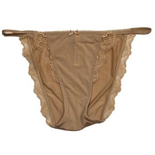 NWT VICTORIA'S SECRET Dream Angels String Bikini Pantie Sz-L-XL Beige Silky Lace