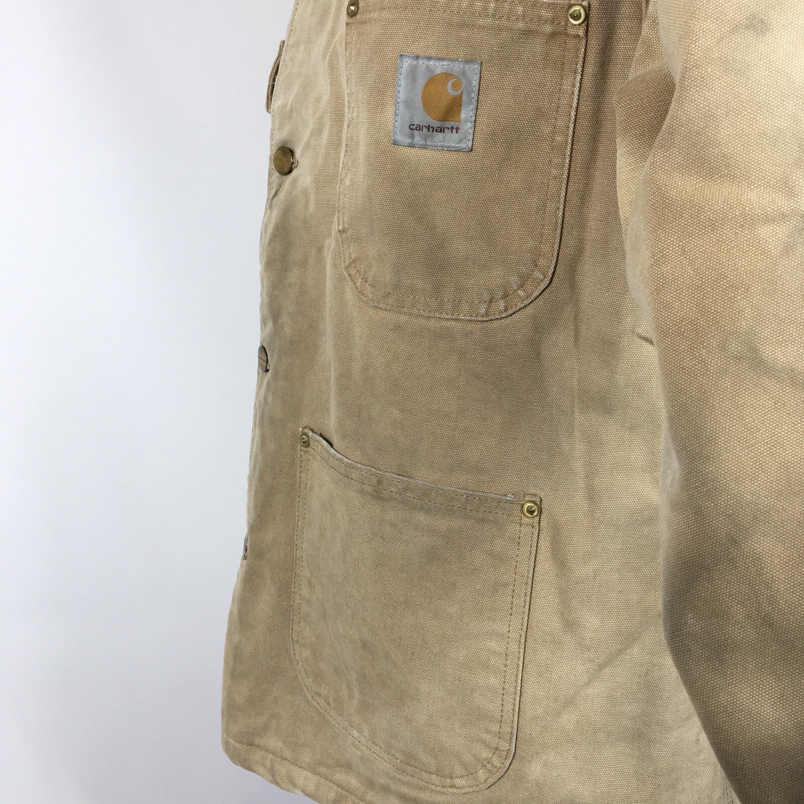 Vintage 1989 Carhartt Blanket Lined Chore Jacket 40R USA Brown Canvas UOP Saftey thumbnail 10