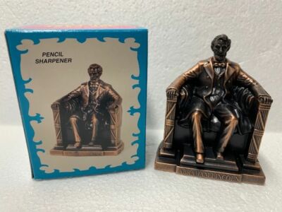 ABE LINCOLN ON CHAIR BRONZE DIE CAST METAL COLLECTIBLE PENCIL SHARPENER NEW 
