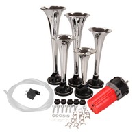 5pcs Car Air Horn Truck Trumpet La Cucaracha Musical Air Horn Kit W/ Compressor 5pcs Car Air Horn Truck Trumpet La Cucaracha Musical Air Horn Kit W/ Compressor