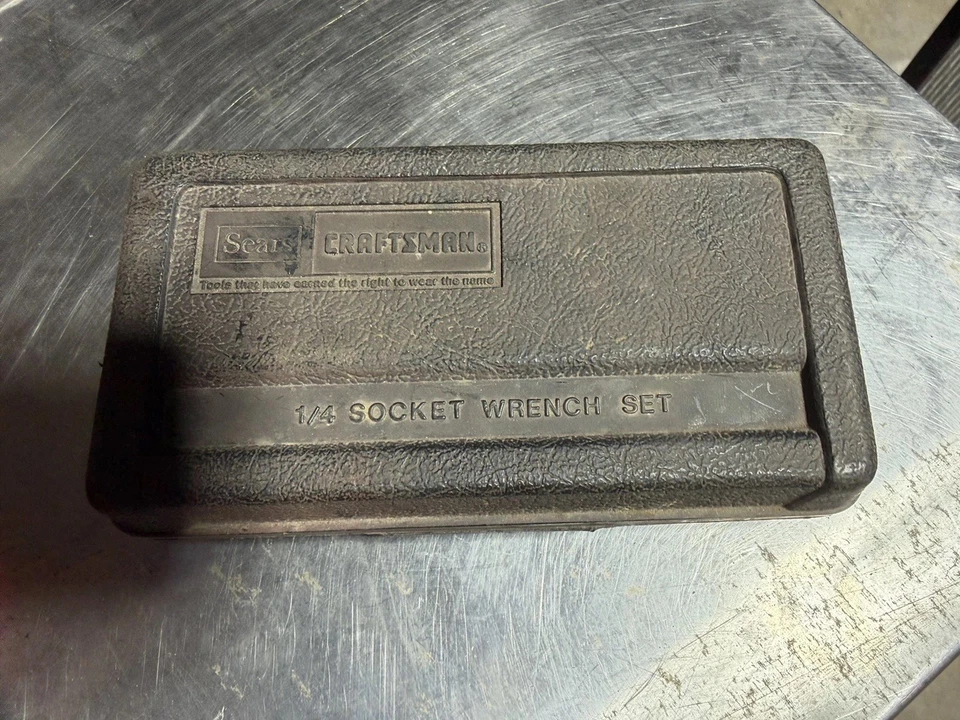 (13)pc Sears Craftsman USA 1/4” SAE Socket Set Rare Permanex Case Ratchet V & VV - Image 2 of 4