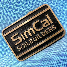 SimCal Soil Builders Promo Dress Belt Buckle Bronze Vtg 70s DynaBuckle  .XTT491