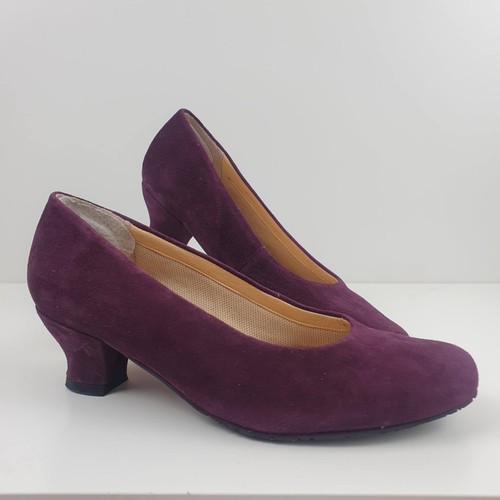 Hotter Damenschuhe Shimmy lila Pfennigabsatz Wildleder UK-Größe 5 sehr guter Zustand