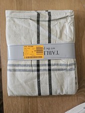 Beige Black Stripe Striped Rectangular Cloth Tablecloth 60x104in Dining Kitchen