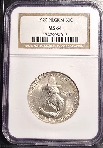 1920 Pilgrim Commemorative Silver Half Dollar 50c NGC MS 64