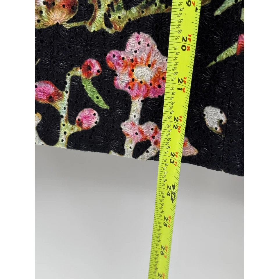 Falda Vivienne Tam Mujer Talla 4 Pájaro Negro Tropical Floral Algodón Bordado Foto 4 de 4