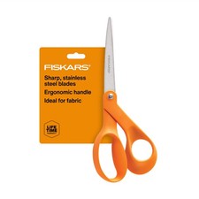 Fiskars 8" Original Orange-Handled Stainless Steel Scissors, Ergonomic and Keeps