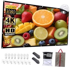 Projector Screen Portable Movies Screens 16:9 Foldable Wrinkle 100 inches