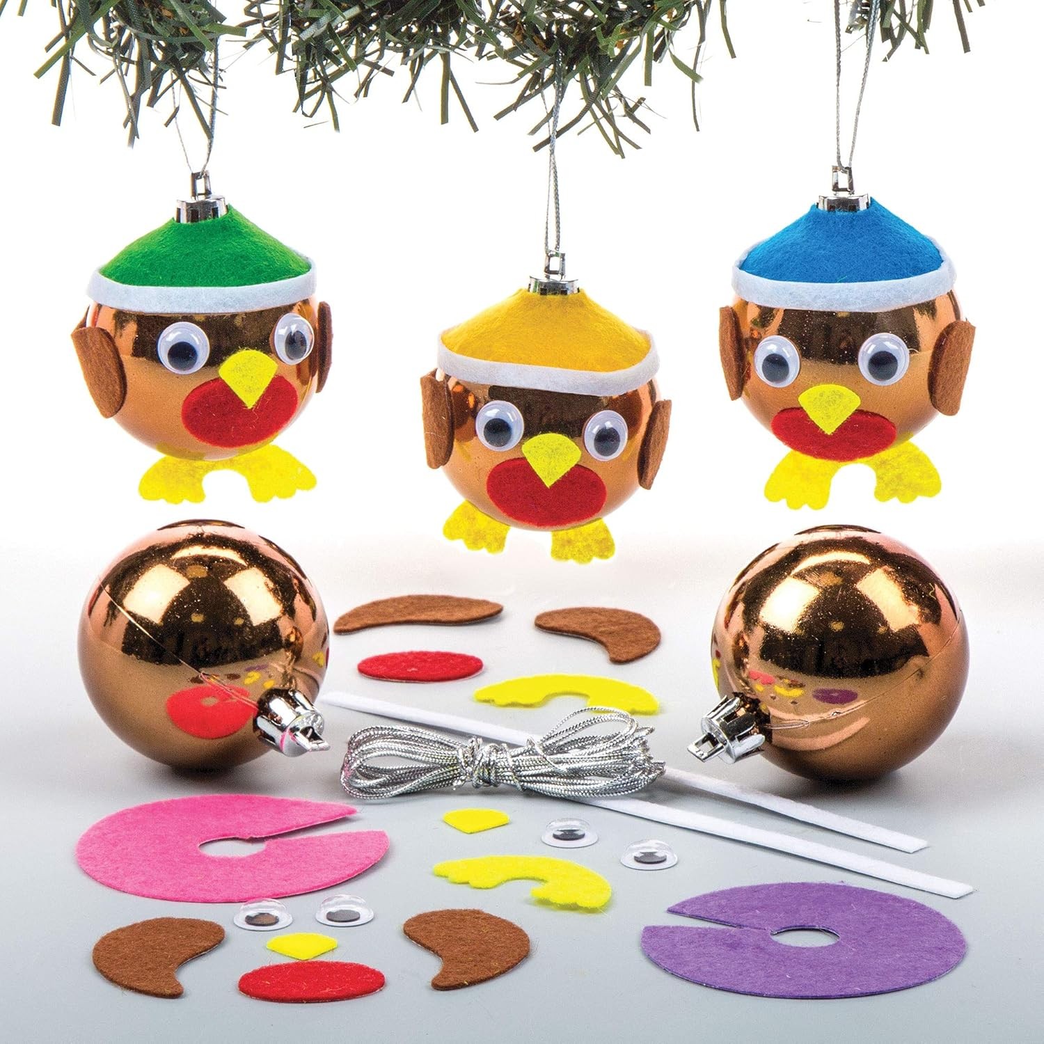 Baker Ross Christmas Robin Bauble Kits – Pack of 6, Make Your Own Christmas B