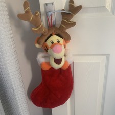 Disney Tigger Christmas Stocking Plush 26" Wearing Reindeer Antlers sock Pooh 