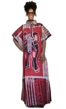 African Women's Kaftan, Boubou Batik Print With Shirt Collar Free Size 