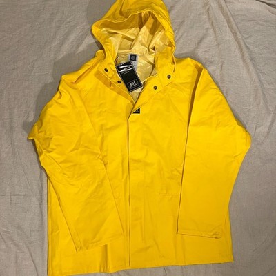 Helly Hansen Workwear 70211 Mens L Yellow Waterproof Rain Jacket Hooded PVC