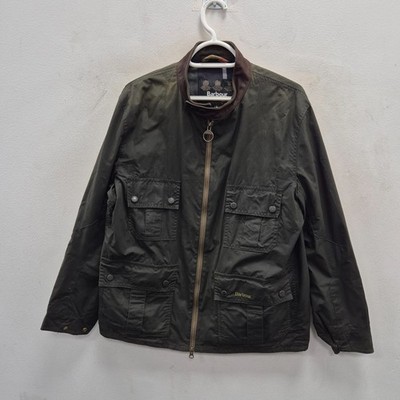 Barbour Chico 4oz Wax Waterproof Green Moto Biker Country Jacket Coat Large