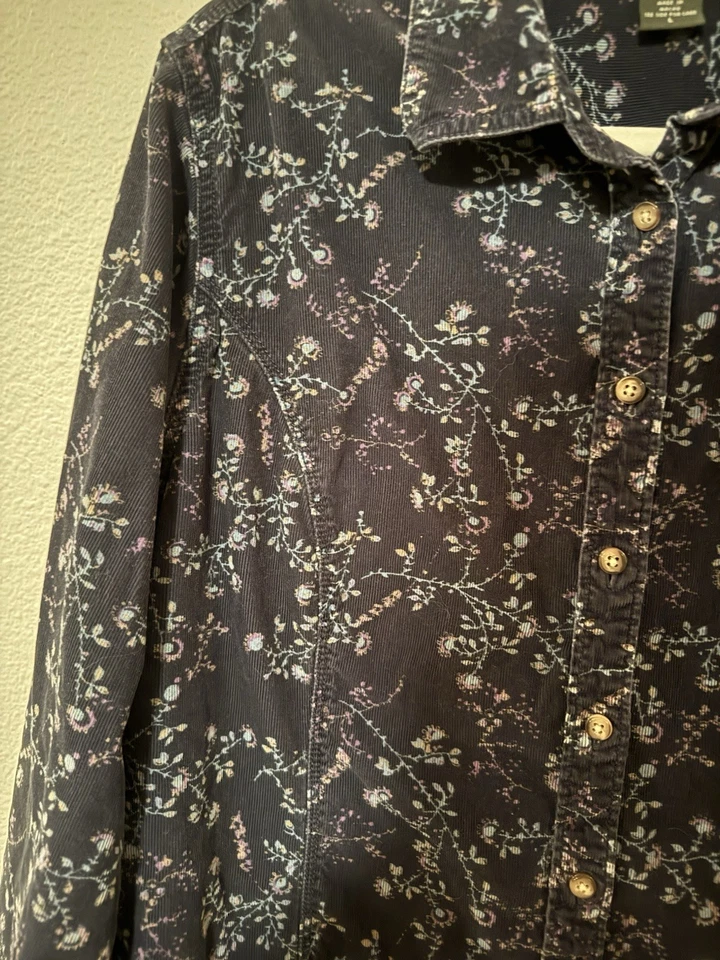 Camisa Eddie Bauer Pana Floral Abotonada Mujer Grande Multicolor Manga Larga Foto 3 de 4