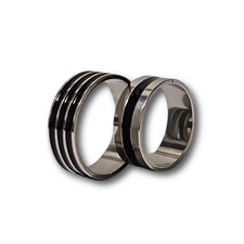 Men's Stainless Steel Ring Silver Black | Band Size 17-21 | UK Seller