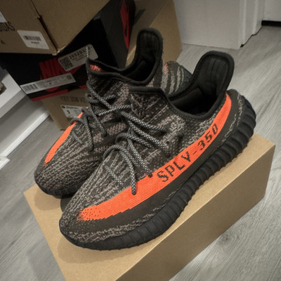 adidas Yeezy Boost 350 V2 Beluga SPLY-350 Black Gray Orange Sneakers