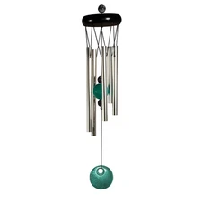 20" Geode Wind Chime Wood Top Turquoise Gem Garden Decor Ornament Gift Sculpture