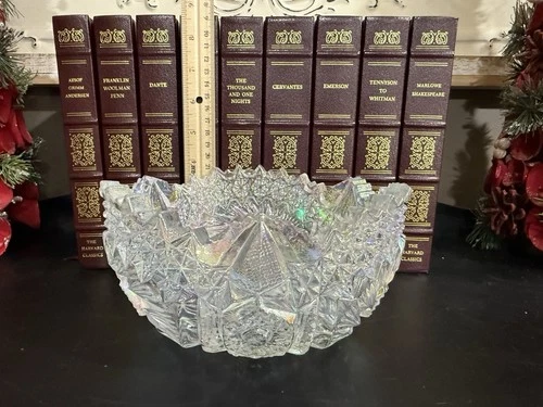 Vintage L.E. Smith Iridescent Carnival Glass Bowl Comet in the Stars Pattern