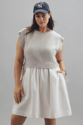ANTHROPOLOGIE Daily Practice GARDENIA SHORT SLEEVE Babydoll Mini Dress GRAY XL