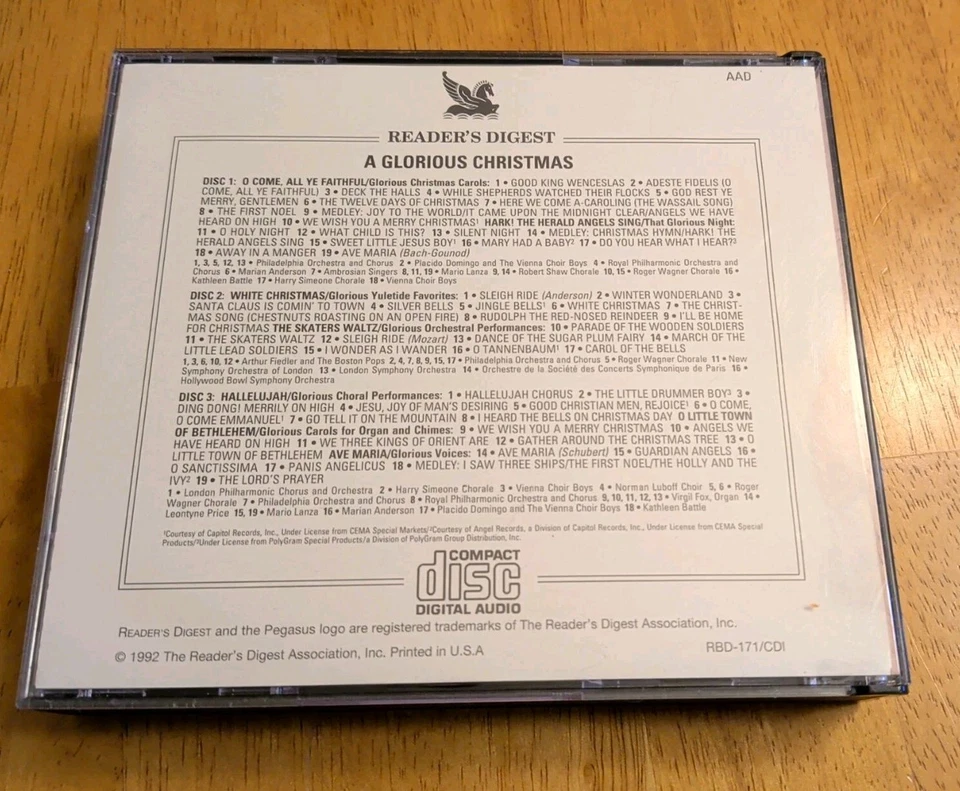 READERS DIGEST - A Glorious Christmas (3 CD Box Set) Vintage 1999 55 Songs NM Foto 3 de 4