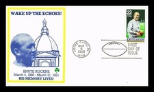 FOOTBALL KNUTE ROCKNE NOTRE DAME UNIVERSITY 1988 HIS MEMORY LIVES CACHET FDC UNA