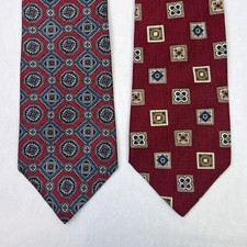 Vintage Chaps Ralph Lauren Silk Tie Lot Of 2 Red Maroon Burgundy
