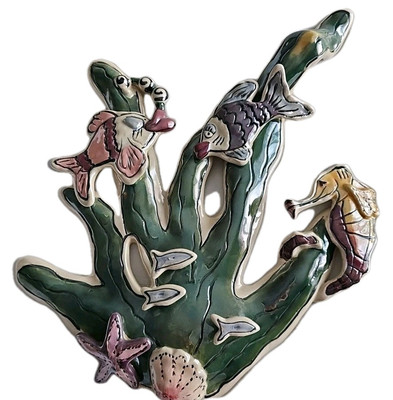 Blue Sky Clayworks Heather Goldminc Algae And Coral  Large Wall Plaque 2000 HTF