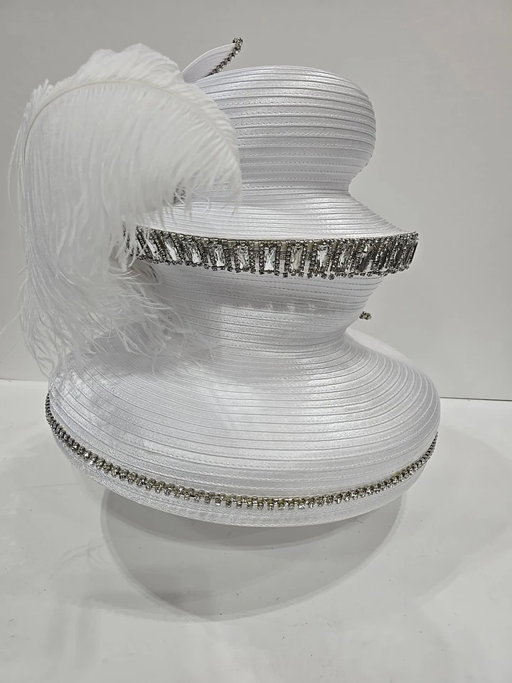 Donna Vinci Couture Three Tier White Hat H5516 Kentucky Derby-Church-Feathers  - Image 3 of 4